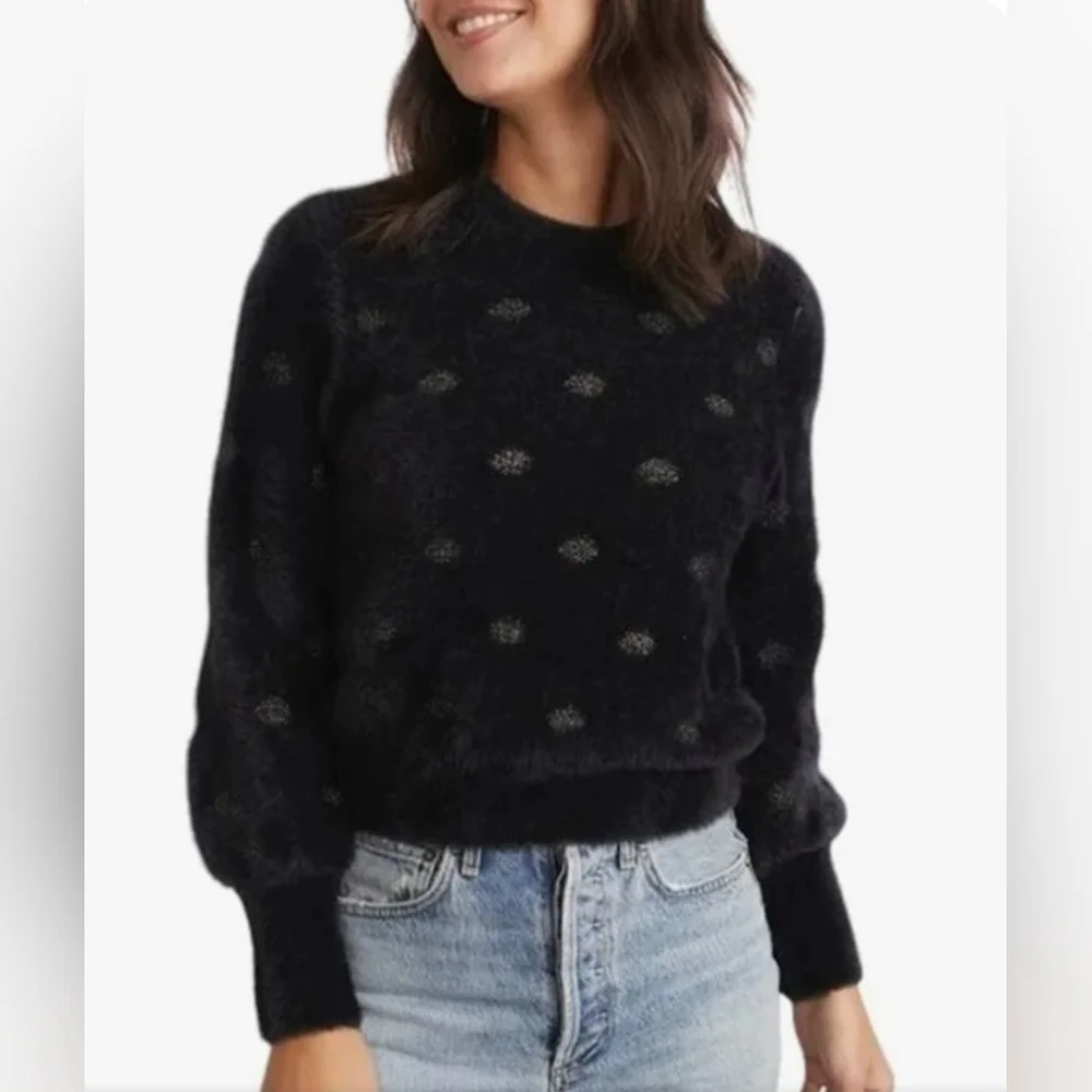 Marine Layer Sweaters Marine Layer Black Metallic Funfetti Arielle Crewneck